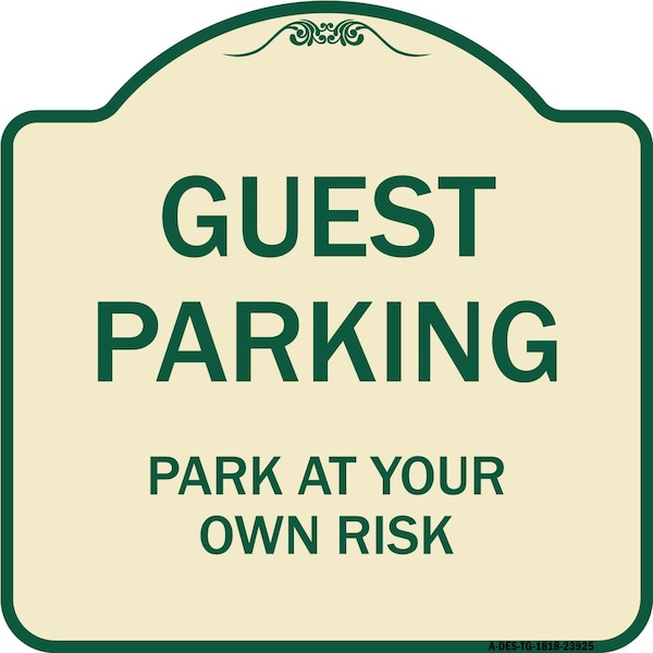 Designer Series Sign Guest Parking, Tan & Green Heavy-Gauge Aluminum Sign, 18" x 18", TG-1818-23925